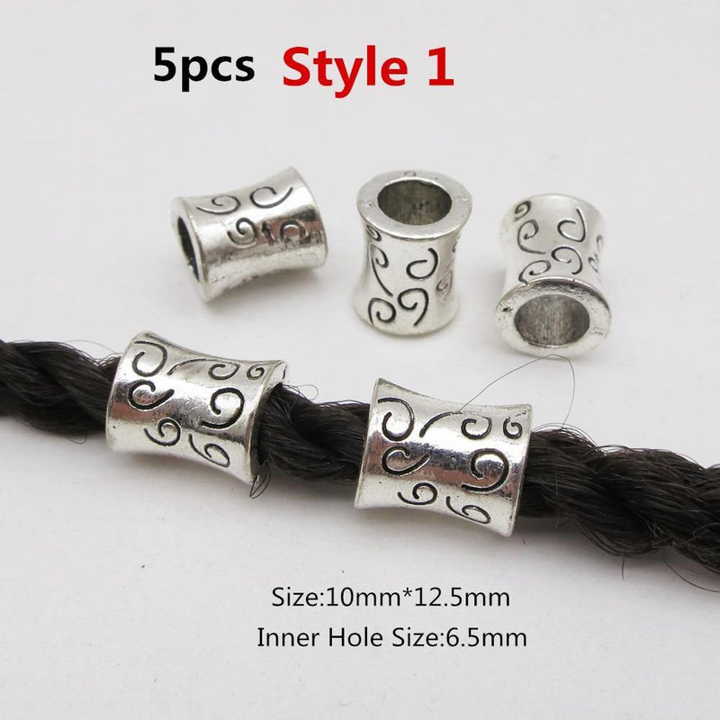 Tube dreadlocks 6.5 mm 5pcs                            Metal different styles viking hair braid dread beard dreadlock beads rings tube for women men accessories | Rasta-Lion™ : Magasin Rasta en Ligne