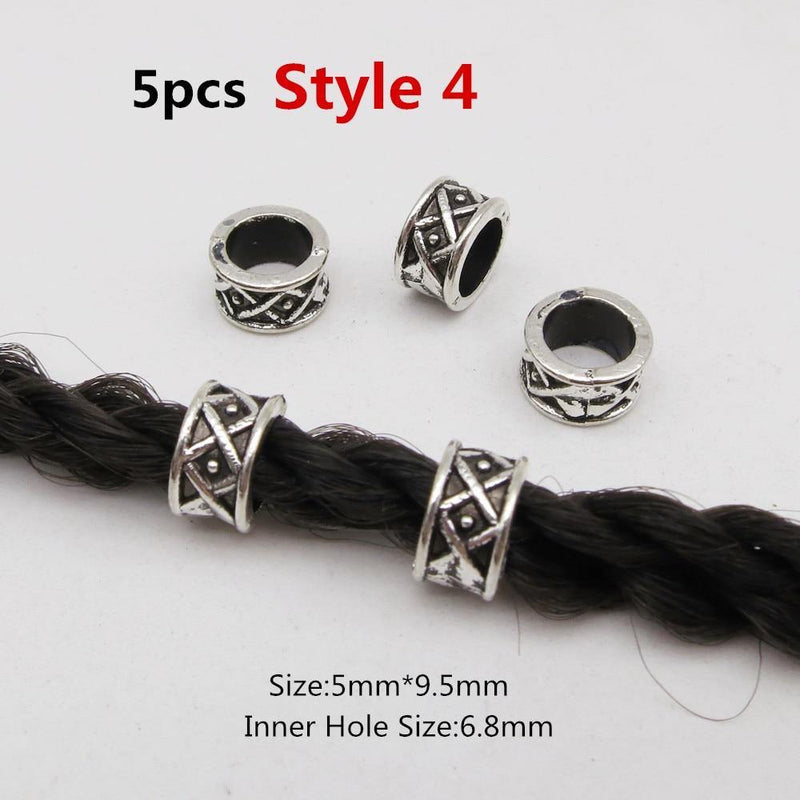 Tube dreadlocks 6.5 mm 5pcs                            Metal different styles viking hair braid dread beard dreadlock beads rings tube for women men accessories | Rasta-Lion™ : Magasin Rasta en Ligne