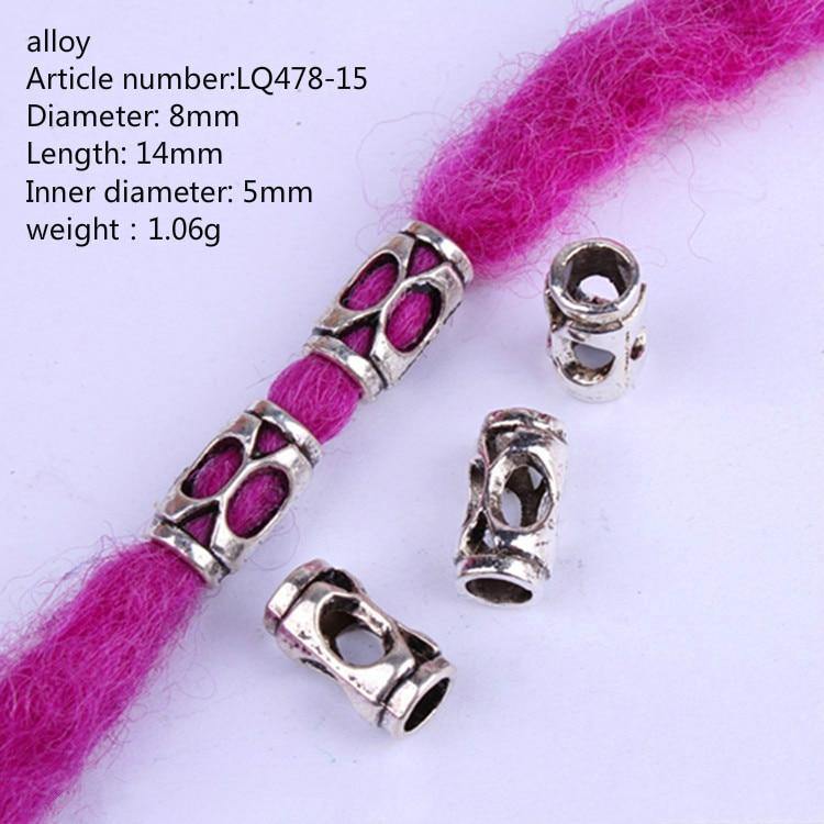 Bijoux dreadlocks 5 Pcs tube ajouré argenté  | Rasta Lion