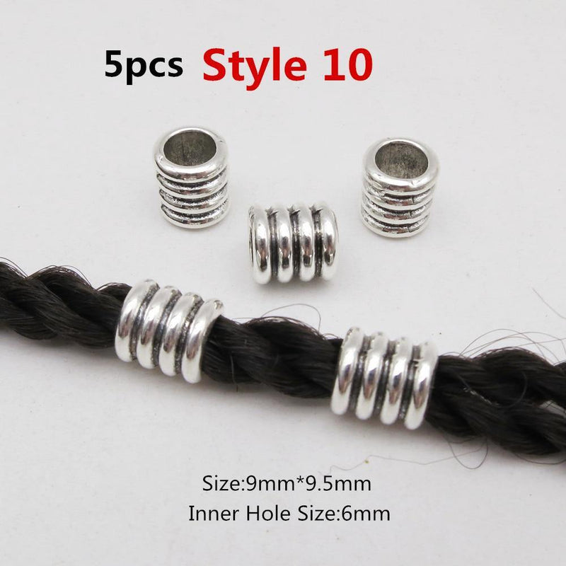 Tube dreadlocks 6.5 mm 5pcs                            Metal different styles viking hair braid dread beard dreadlock beads rings tube for women men accessories | Rasta-Lion™ : Magasin Rasta en Ligne