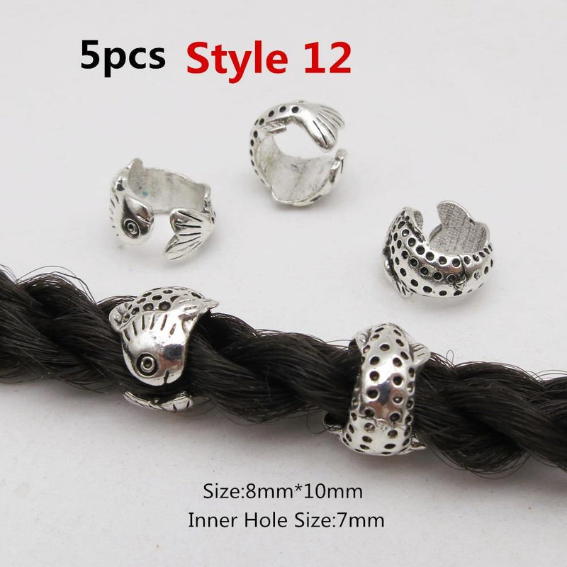 Tube dreadlocks 6.5 mm 5pcs                            Metal different styles viking hair braid dread beard dreadlock beads rings tube for women men accessories | Rasta-Lion™ : Magasin Rasta en Ligne