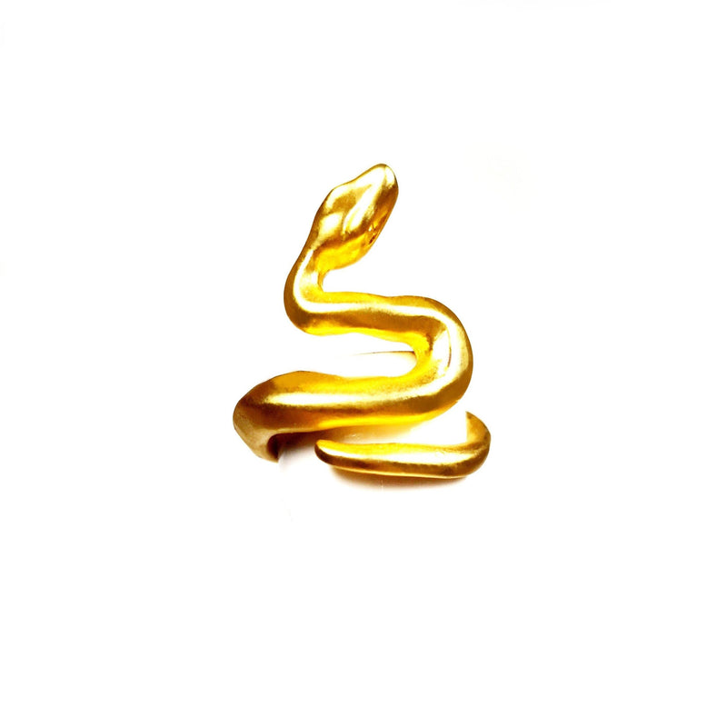 bague animaux serpent doré abstrait  | Rasta Lion