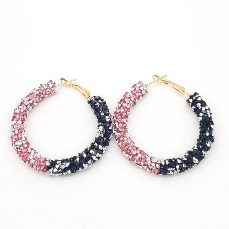 Boucles d'oreilles créoles Rastas rose et noire | Rasta Lion