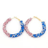 Boucles d'oreilles créole Rasta bicolor rose et bleu | Rasta Lion