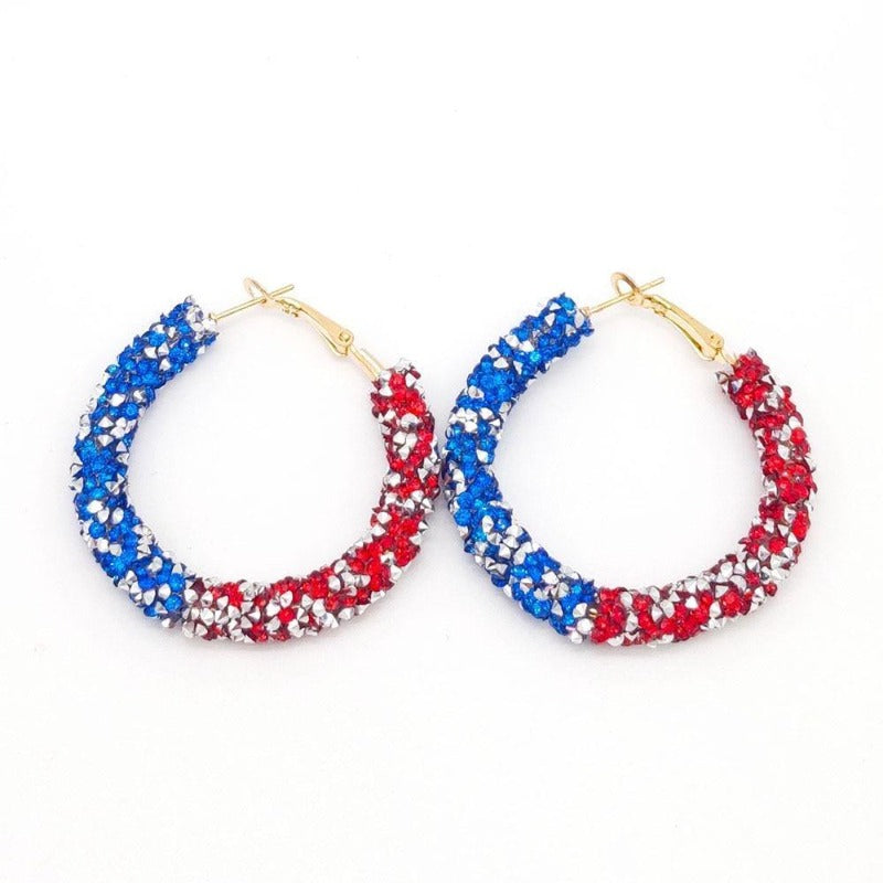 Boucles d'oreilles créoles Rasta bleu et rouge | Rasta Lion