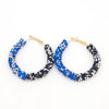 Boucles d'oreilles créoles Rasta bicolore bleue et noire | Rasta Lion