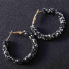 Boucle d'oreille créole Rasta strass noire et blanc | Rasta Lion
