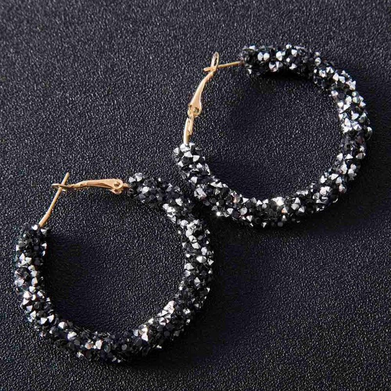 Boucle d'oreille créole Rasta strass noire et blanc | Rasta Lion