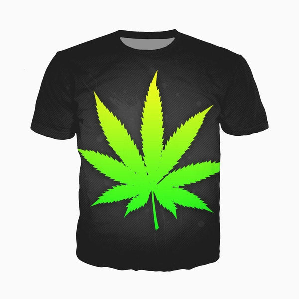 T-Shirt Feuilles de Chanvre Verte Fluo | Rasta-Lion™