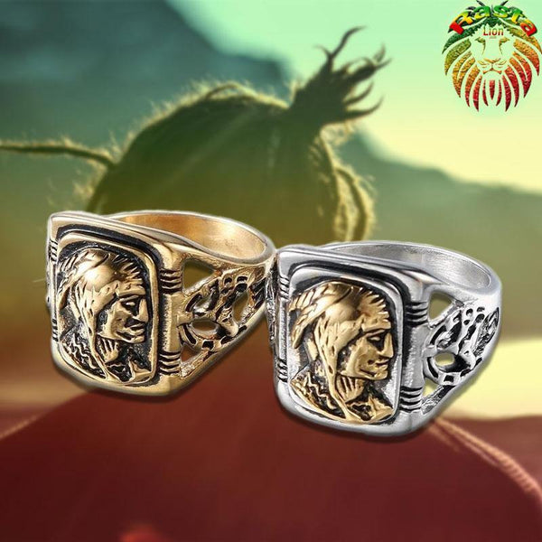 Bague Tête de Rasta en deux couleurs doré ou argent | Rasta-Lion
