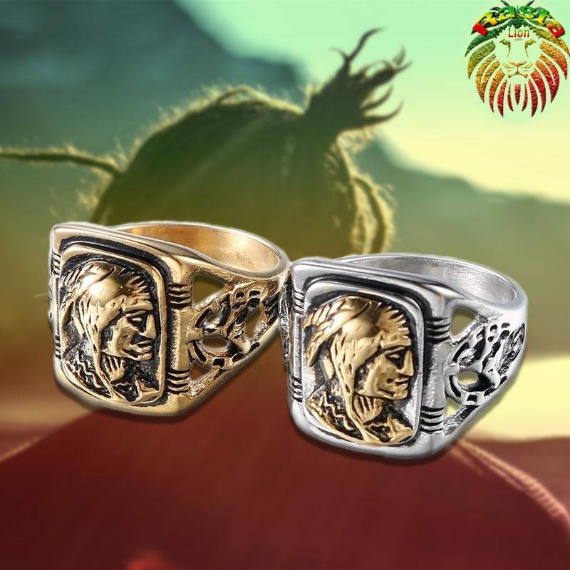 Bague Tête de Rasta en deux couleurs doré ou argent | Rasta-Zion