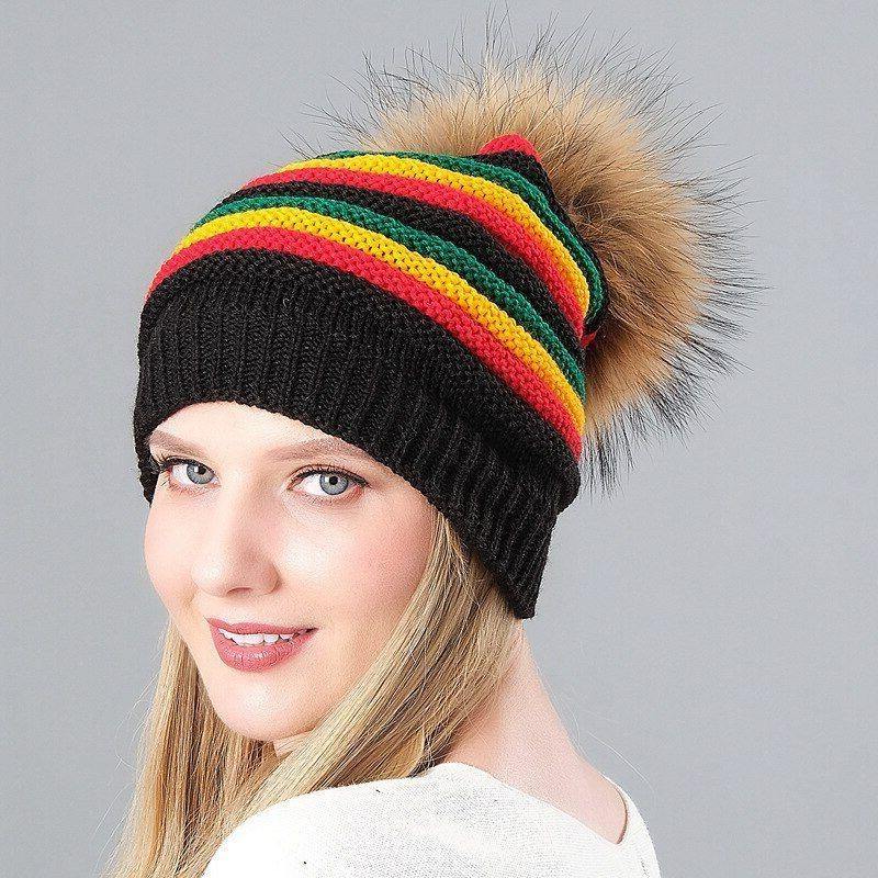 Bonnet Rasta avec Pompon beige | Rasta-Lion