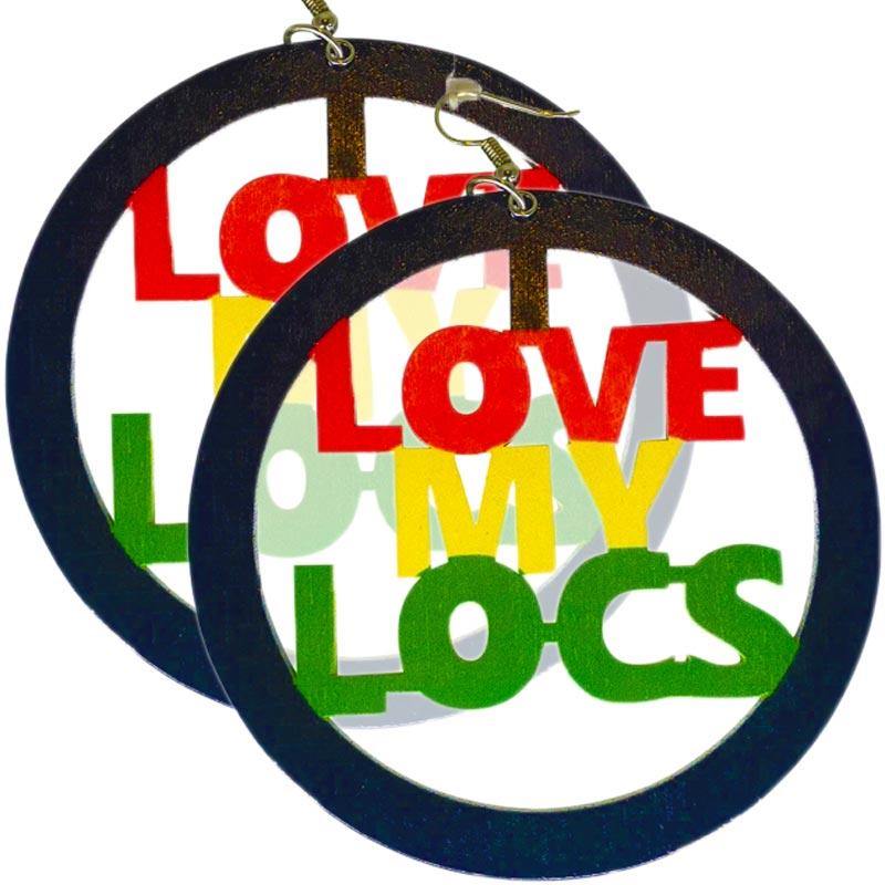 paire de Boucles d'oreilles rasta "love my locs" | Rasta Lion