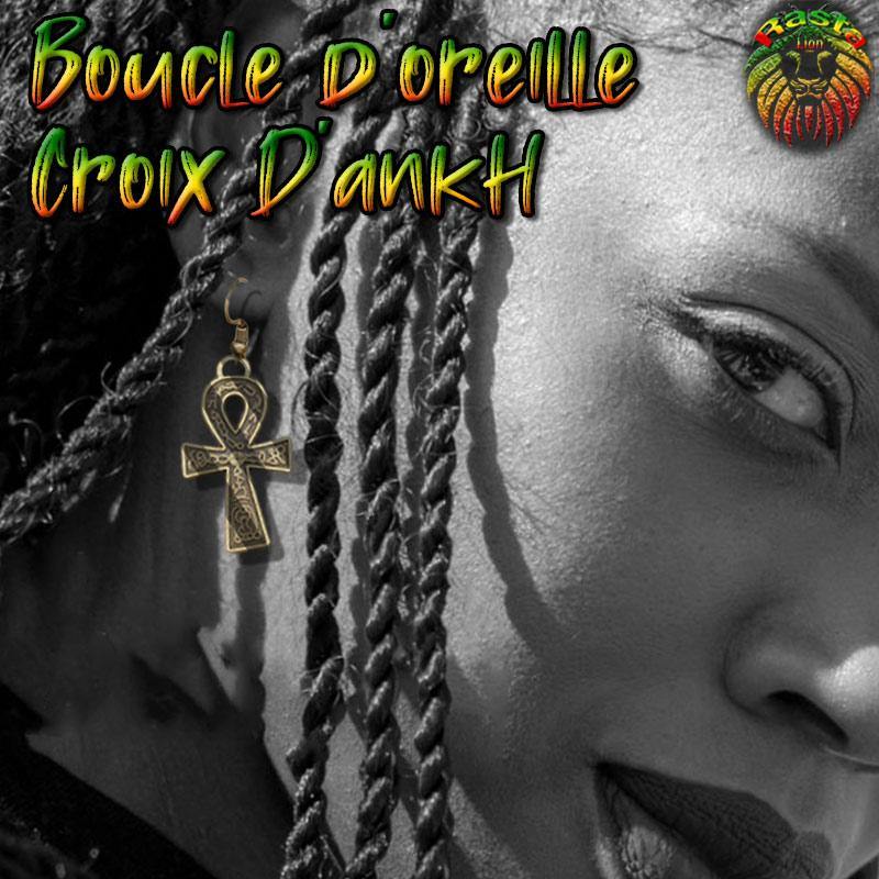 Boucles d'Oreilles Croix Ankh | Rasta-Lion