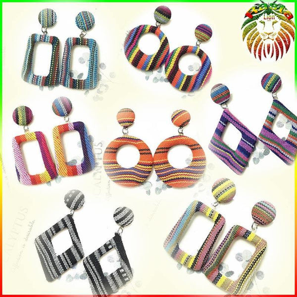 Boucles d'oreilles Africaine en Tissu 17 variantes | Rasta-Lion