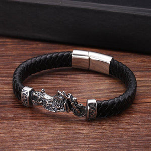 Bracelet Lion Cuir Biker | Rasta-Lion
