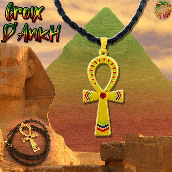 Collier Croix Ankh | Rasta-Lion