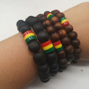 Bracelet Rasta <br> En bois (assortiment de 5 Pcs). | Rasta-Lion™ : Magasin Rasta en Ligne