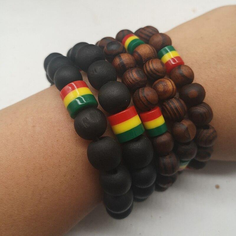 Bracelet Rasta <br> En bois (assortiment de 5 Pcs). | Rasta-Lion™ : Magasin Rasta en Ligne