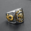 Bague Œil d'Horus et Croix d'Ankh en acier | Rasta-Lion