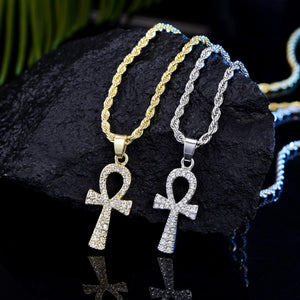 Pendentif avec chaine croix d'ankh ou croix de vie | Rasta-Lion