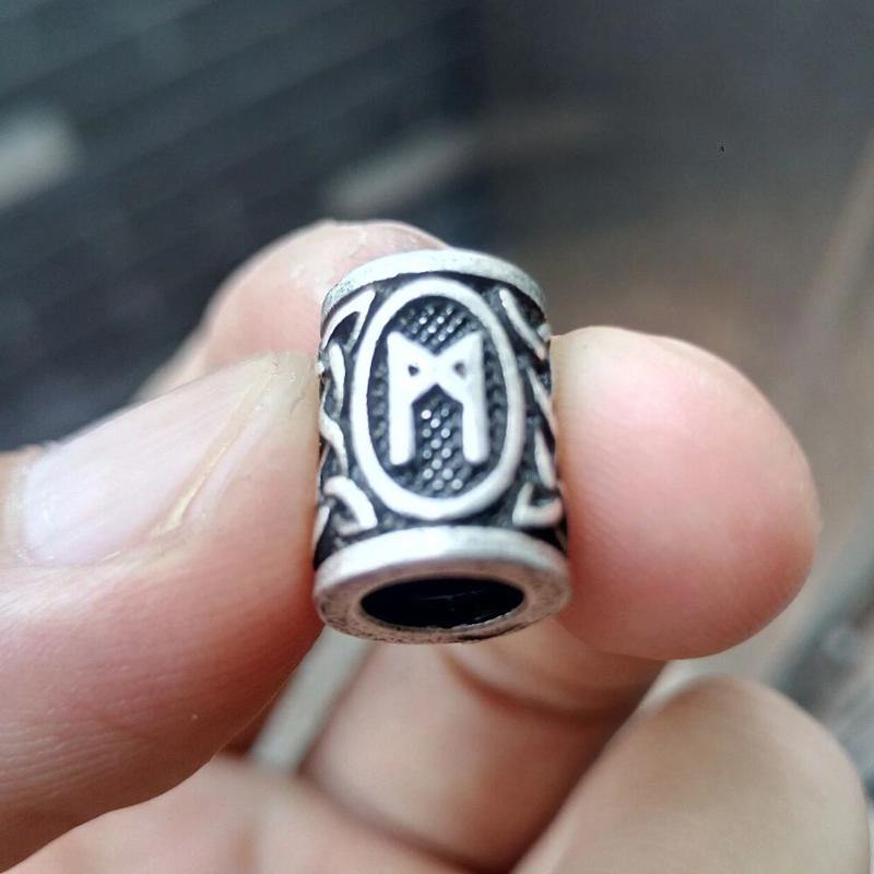 Perles Cheveux Viking Rune Mannaz Argent | Rasta Lion