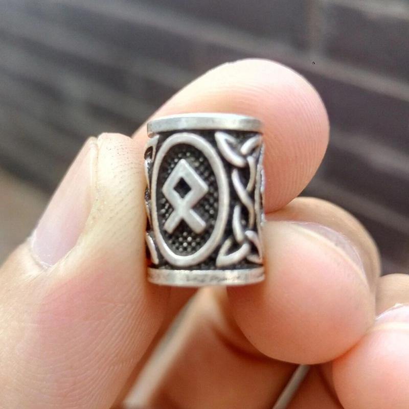 Perles Cheveux Viking Rune Othala Argent | Rasta Lion