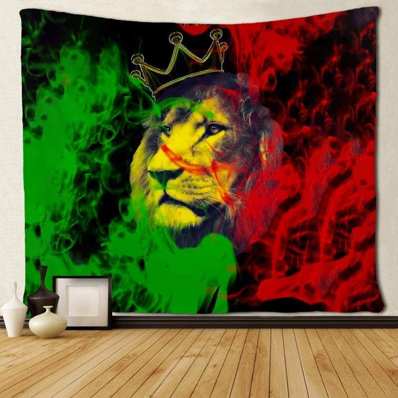 Tenture Lion Rasta avec courrone | Rasta-Lion.com