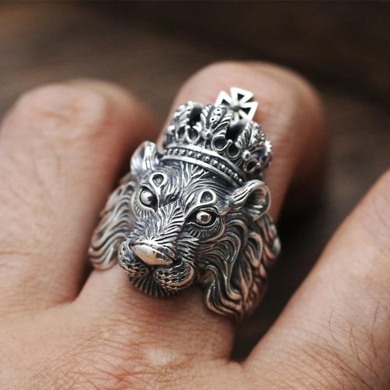 bague animaux lion avec courone | Rasta Lion