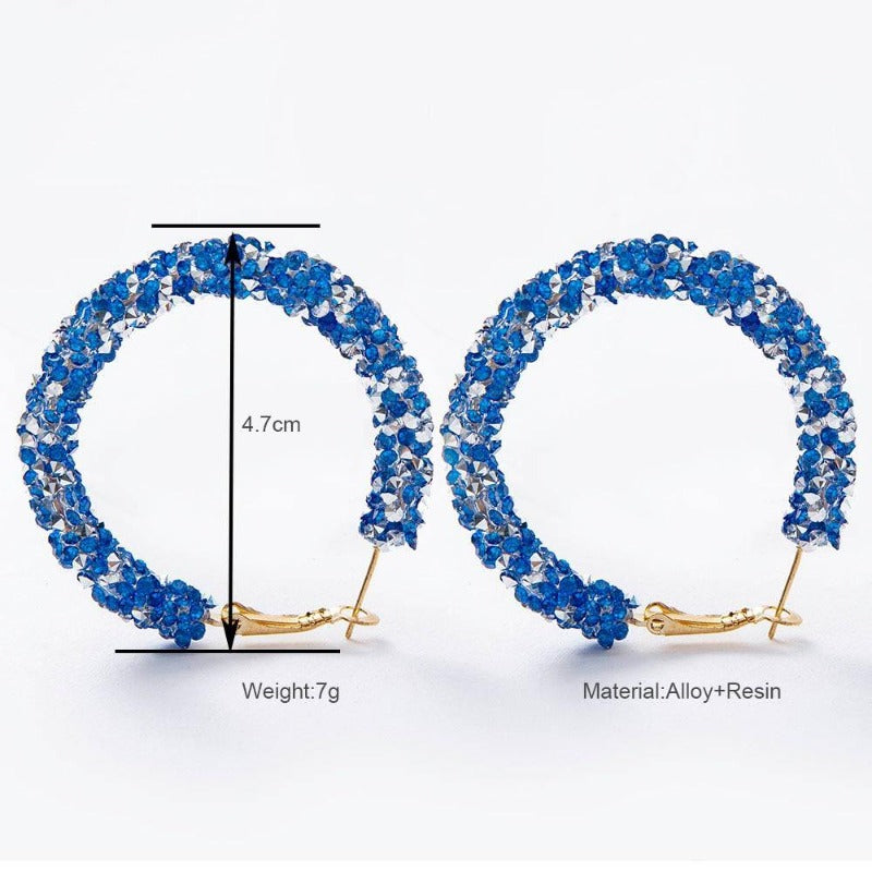 Boucle d'oreille créole Rasta strass bleu | Rasta Lion