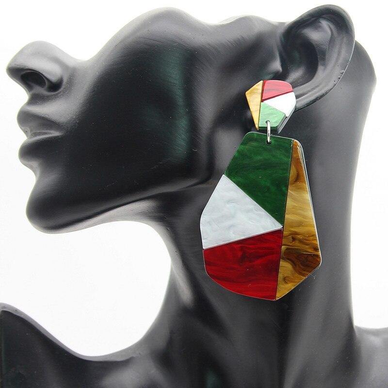 Boucle d'Oreille Resine Écaille, vert, jaune, rouge | Rasta-Zion