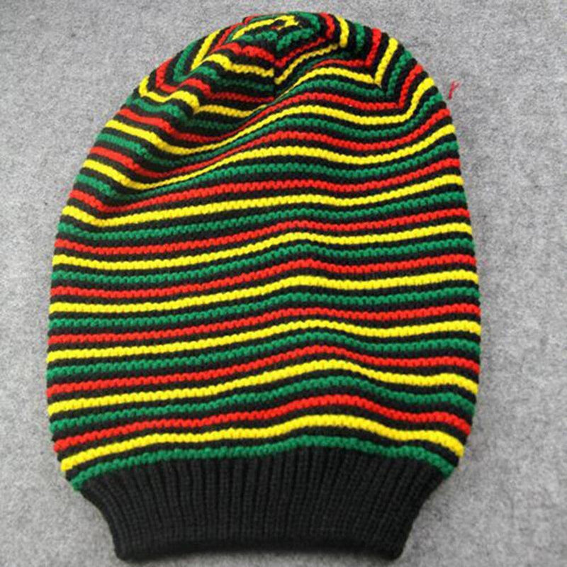 Bonnet Baggy à rayure posé à plat | Rasta Lion