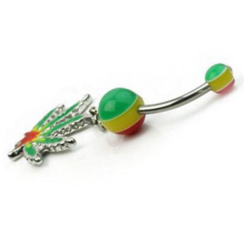 Piercing Rasta Feuille 316L Stainless Steel Maple Leaf Dangle Belly Navel Ring Weed Bar Button Women Sexy Body Piercing Jewelry | Rasta-Lion™ : Magasin Rasta en Ligne