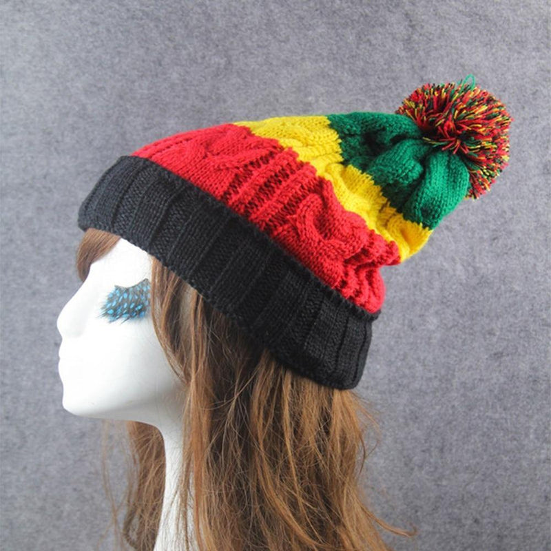 Bonnet Rasta tricot vert jaune rouge | Rasta-Lion™ - La Boutique Rasta.