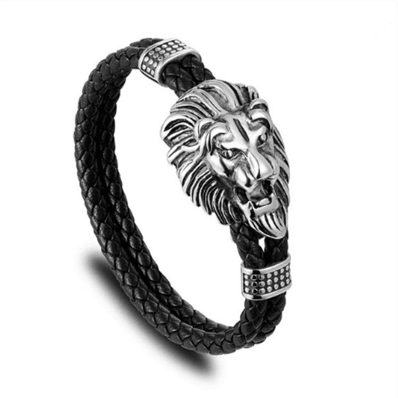 Bracelet Rasta Lion acier et tresses en cuir | Rasta-Lion™ : Magasin Rasta en Ligne