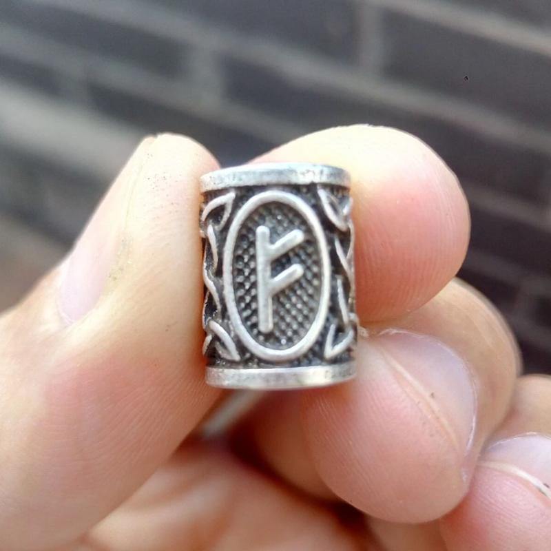Perles Cheveux Viking Rune Fehu Argent | Rasta Lion