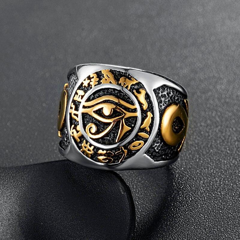 Bague Œil d'Horus et Croix d'Ankh | Rasta-Lion
