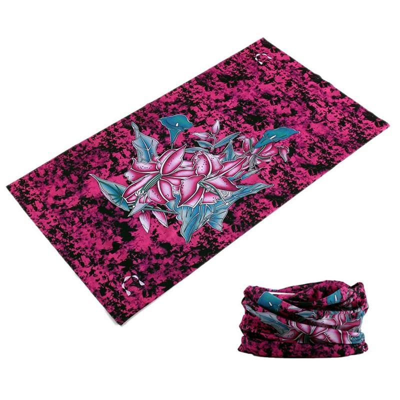 Bandana tube fleur rose et noir  | Rasta Lion