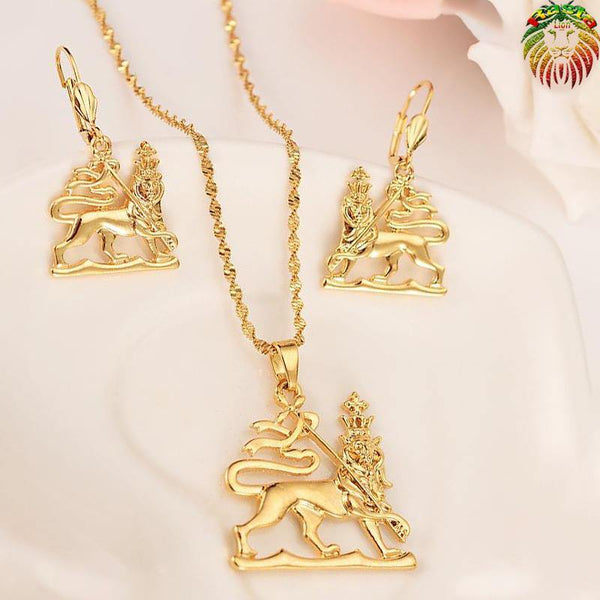 Collier Lion Rasta avec boucles d'oreilles assorties | Rasta-Lion