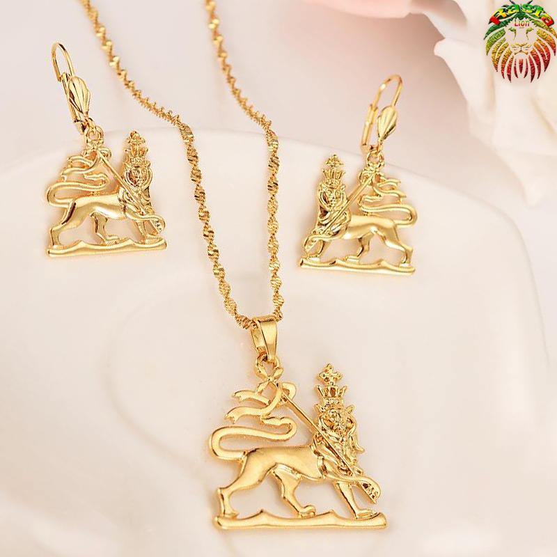 Collier Lion Rasta avec boucles d'oreilles assorties | Rasta-Lion