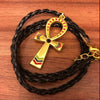 Collier Croix Ankh avec collier en cuir noir | Rasta-Lion